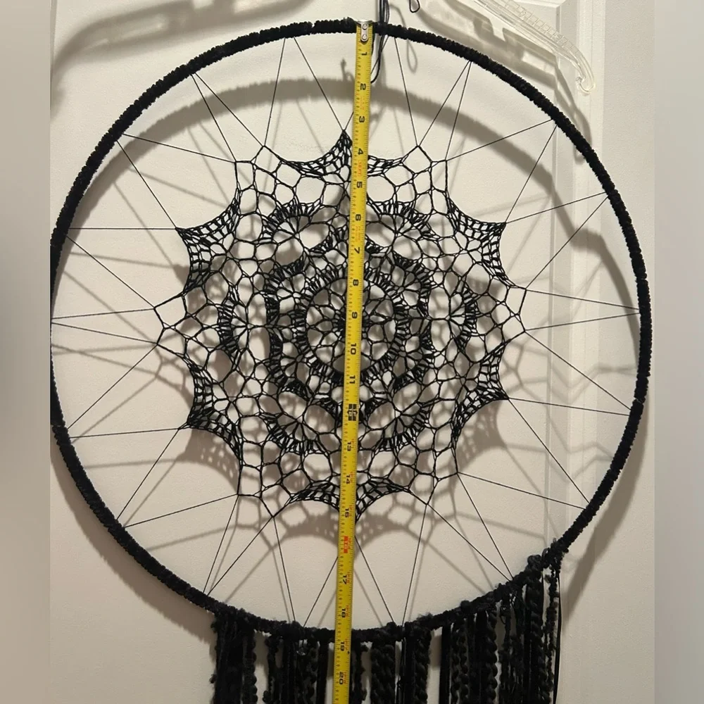 Black Crochet Dreamcatcher Handmade 5 foot / 19